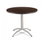 Iceberg CafAWorks Table, 36 dia x 30h, Walnut/Silver ICE65624