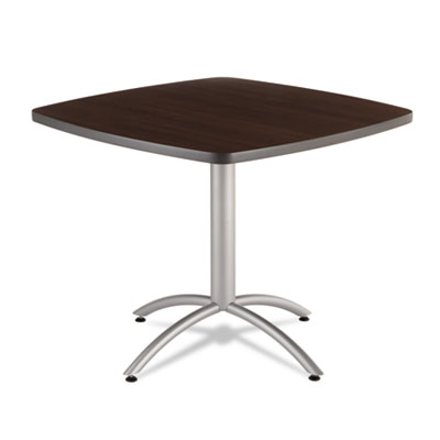 Iceberg CafAWorks Table, 36w x 36d x 30h, Walnut/Silver ICE65614