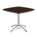 Iceberg CafAWorks Table, 36w x 36d x 30h, Walnut/Silver ICE65614