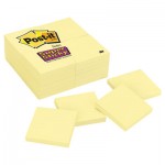 Canary Yellow Note Pads, 3 x 3, 90-Sheet, 24/Pack MMM65424SSCY