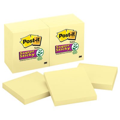 Post-It Notes Super Sticky 65412SSCY Canary Yellow Note Pads, 3 x 3, 90/Pad, 12 Pads/Pack MMM65412SSCY