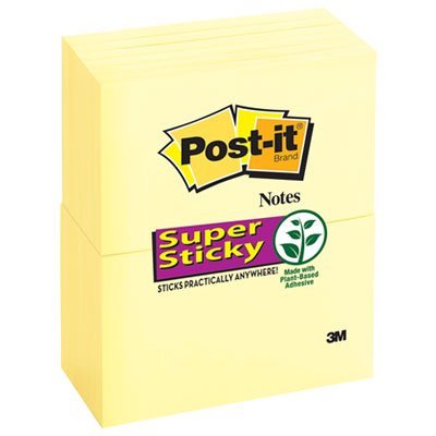 Post-It Notes Super Sticky 65512SSCY Canary Yellow Note Pads, 3 x 5, 90/Pad, 12 Pads/Pack MMM65512SSCY