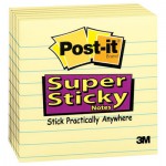 Post-It Notes Super Sticky 6756SSCY Canary Yellow Pads, 4 x 4, Lined, 90/Pad, 6 Pads/Pack MMM6756SSCY