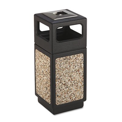 Safco Canmeleon Ash/Trash Receptacle, Square, Aggregate/Polyethylene, 15gal, Black SAF9470NC