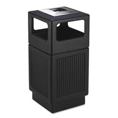 Safco Canmeleon Ash/Trash Receptacle, Square, Polyethylene, 38 gal, Textured Black SAF9477BL