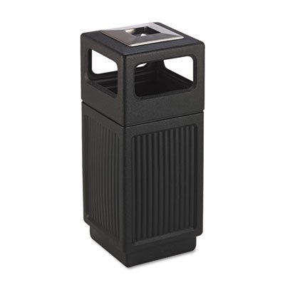 Safco Canmeleon Ash/Trash Receptacle, Square, Polyethylene, 15gal, Textured Black SAF9474BL