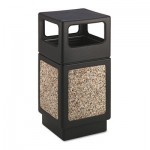 Safco Canmeleon Side-Open Receptacle, Square, Aggregate/Polyethylene, 38 gal, Black SAF9472NC