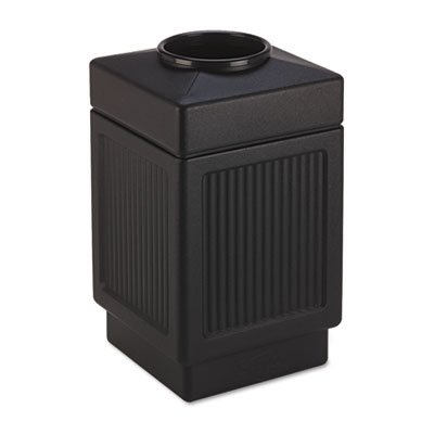 Safco Canmeleon Top-Open Receptacle, Square, Polyethylene, 38gal, Textured Black SAF9475BL