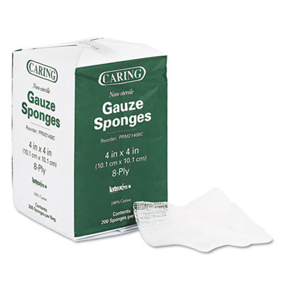 Medline Caring Woven Gauze Sponges, 4 x 4, Non-sterile, 8-Ply, 200/Pack MIIPRM21408C