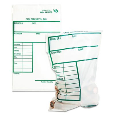 Quality Park Cash Transmittal Bags w/Printed Info Block, 6 x 9, Clear, 100 Bags/Pack QUA45220