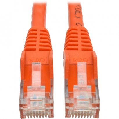 Tripp Lite Cat6 Gigabit Snagless Molded UTP Patch Cable (RJ45 M/M), Orange, 1 ft N201-001-OR