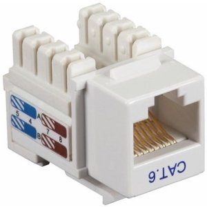 Black Box CAT6 Value Line Keystone Jack, White, 25-Pack CAT6J-WH-25PAK