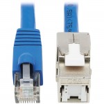 Tripp Lite Cat6a Keystone Jack Cable Assembly, RJ45 M/F, 18 in., Blue N237A-F18N-WHSH