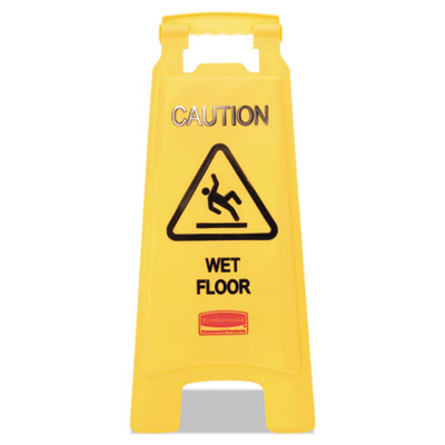 Rubbermaid Commercial FG611277YEL Caution Wet Floor Floor Sign, Plastic, 11 x 12 x 25, Bright Yellow RCP611277YW