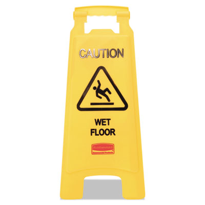 Rubbermaid Commercial FG611277YEL Caution Wet Floor Floor Sign, Plastic, 11 x 12 x 25, Bright Yellow, 6/Carton RCP611277YWCT