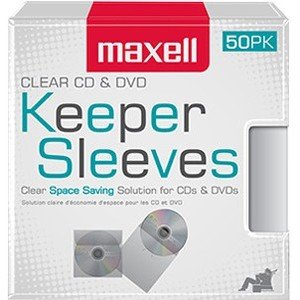 Maxell CD/DVD Keeper Sleeves - Clear (50 Pack) 190150