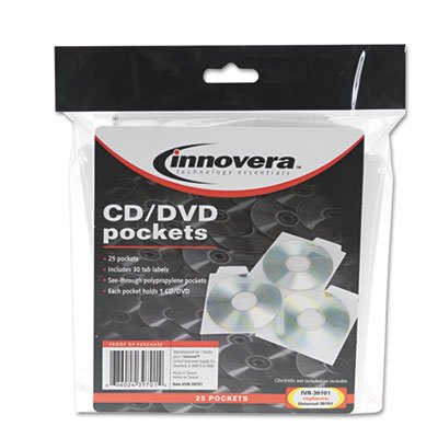 IVR39701 CD/DVD Pockets, 25/Pack IVR39701