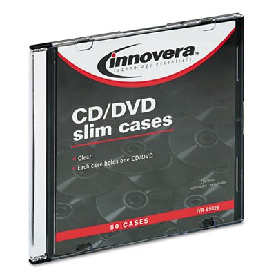 CD/DVD Polystyrene Thin Line Storage Case, Clear, 50/Pack IVR85826