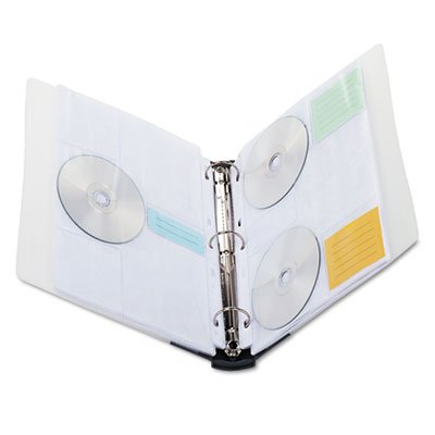 IVR39300 CD/DVD Three-Ring Refillable Binder, Holds 90 Disks, Clear/Midnight Blue IVR39300