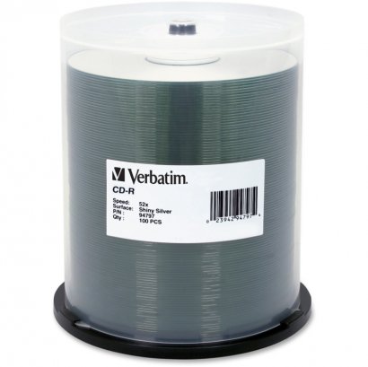 Verbatim CD-R 80MIN 700MB 52x Shiny Silver 100pk Spindle 94797