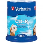 Verbatim CD-R 80MIN 700MB 52x Blank White Surface 100pk Spindle 94712