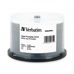 Verbatim CD-R 80MIN 700MB 52x DataLifePlus White Inkjet, Hub Printable 50pk Spindle 94755