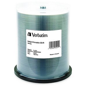 Verbatim CD-R 80MIN 700MB 52x White Inkjet Printable 100pk Spindle 95251