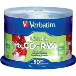 Verbatim CD-RW 80MIN 700MB 2x-4x DataLifePlus Silver Inkjet Printable 50pk Spindle 95159