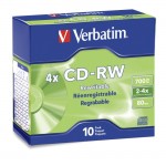 Verbatim CD-RW 80MIN 700MB 2x-4x 10pk Slim Case 95170