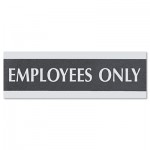 Headline Sign Century Series Office Sign, EMPLOYEES ONLY, 9 x 3, Black/Silver USS4760