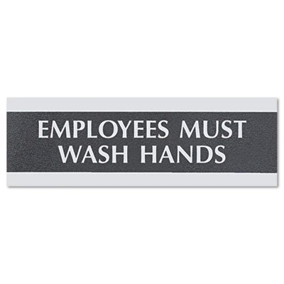 Headline Sign Century Series Office Sign, Employees Must Wash Hands, 9 x 3 USS4782