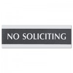 Headline Sign Century Series Office Sign, NO SOLICITING, 9 x 3, Black/Silver USS4758