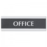 Headline Sign Century Series Office Sign, OFFICE, 9 x 3, Black/Silver USS4762