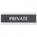 Headline Sign Century Series Office Sign, PRIVATE, 9 x 3, Black/Silver USS4761