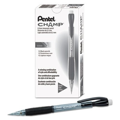 Pentel Champ Mechanical Pencil, .5mm,Translucent Gray, Dozen PENAL15A
