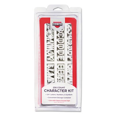 Character Kit, Letters, Numbers, Symbols, White, Helvetica, 258 Pieces COS098233