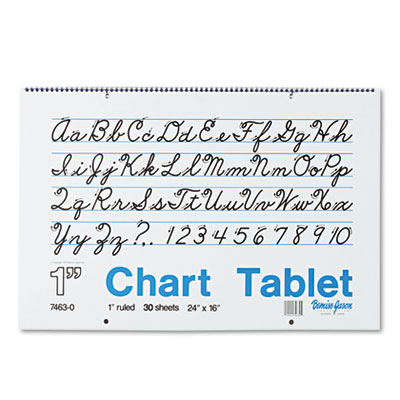 Pacon Chart Tablets w/Cursive Cover, Ruled, 24 x 16, White, 30 Sheets PAC74630