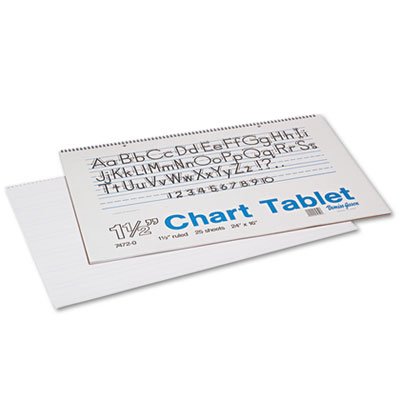 Pacon Chart Tablets w/Manuscript Cover, Ruled, 24 x 16, White, 25 Sheets PAC74720