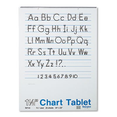 Pacon Chart Tablets w/Manuscript Cover, Ruled, 24 x 32, White, 25 Sheets PAC74710