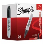 Sharpie Chisel Tip Permanent Marker, Broad, Black, 36/Pack SAN2083007
