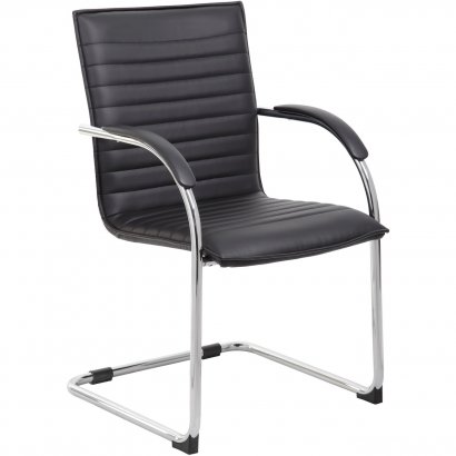 Boss Chrome Frame, Black Vinyl Side Chair, 2 pack B9536-BK-2