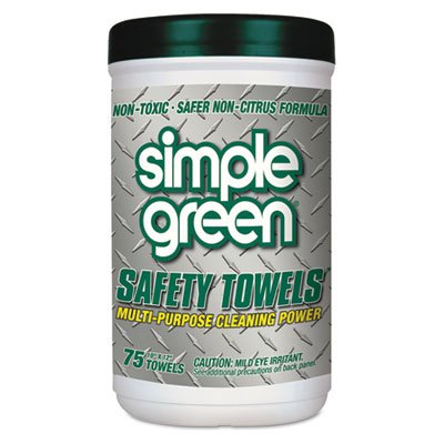 Simple Green Citrus Scented Safety Towels, 10 x 11 3/4, 75/Canister SMP13351