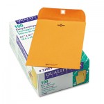 Quality Park Clasp Envelope, 6 1/2 x 9 1/2, 28lb, Brown Kraft, 100/Box QUA37863