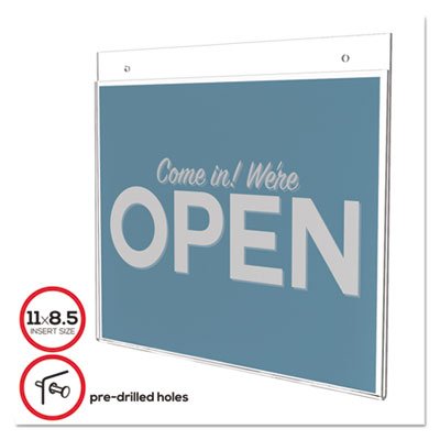 deflecto Classic Image Single-Sided Wall Sign Holder, Plastic, 11 x 8 1/2, Clear DEF68301