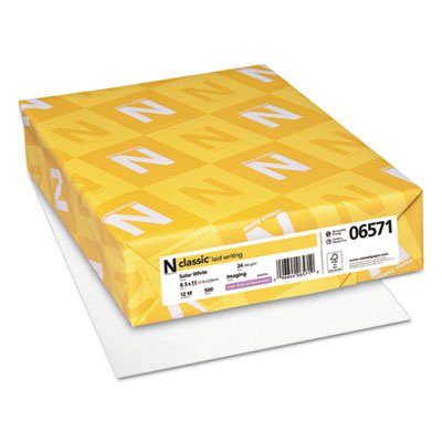 CLASSIC Laid Writing Paper, 24lb, 97 Bright, 8 1/2 x 11, Solar White, 500 Sheets NEE06571