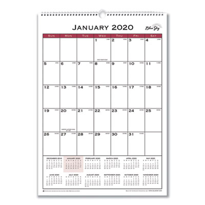 Blue Sky Classic Red Wall Calendar, 12 x 17, 2021 BLS117373