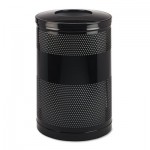 Rubbermaid Commercial FGS55ETBKPL Classics Perforated Open Top Receptacle, Round, Steel, 51 gal, Black RCPS55ETBK