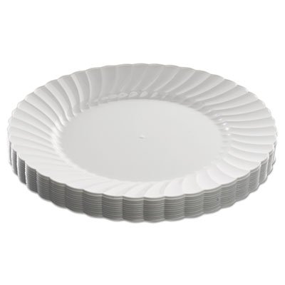 WNA WNA RSCW91512W Classicware Plastic Dinnerware, Plates, Plastic, White, 9in, 12/Bag, 15/Carton WNARSCW91512W