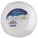 WNA Classicware Plastic Plates, 6" Dia., Clear, 12 Plates/Pack, 15 Packs/Carton WNARSCW61512