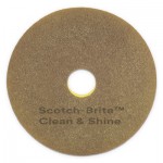 Scotch-Brite Clean and Shine Pad, 20" Diameter, Yellow/Gold, 5/Carton MMM09541
